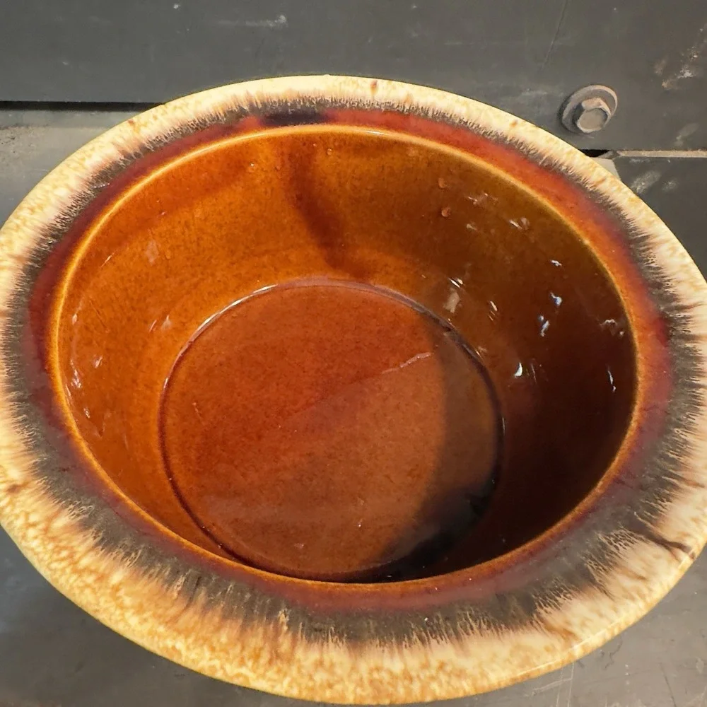 Hull‎ Oven Proof USA Glossy Brown Drip Pottery Round 4 cup 8